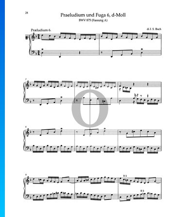 Praeludium d-Moll, BWV 875 Musik-Noten