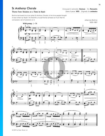 Variationen über ein Thema von Haydn, Op. 56a: 1. Thema, Chorale St. Antoni Musik-Noten