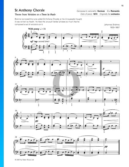Variations Sur un Thème De Haydn, Op. 56a: 1. Thème, Chorale St. Antoni Partition