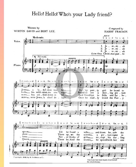 Hello! Hello! Who's Your Lady Friend? Partitura