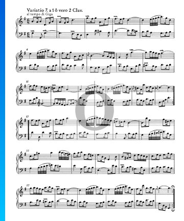 Variaciones Goldberg, BWV 988: Variación 7. a 1 o 2 claves Partitura