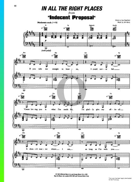 In All The Right Places Musik-Noten