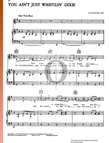 You Ain't Just Whistlin' Dixie Sheet Music