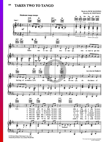 Takes Two To Tango Sheet Music