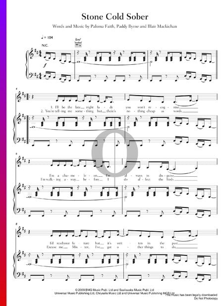 Stone Cold Sober Sheet Music
