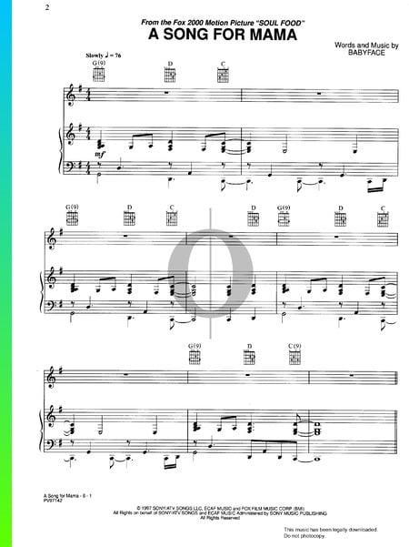 A Song For Mama Sheet Music