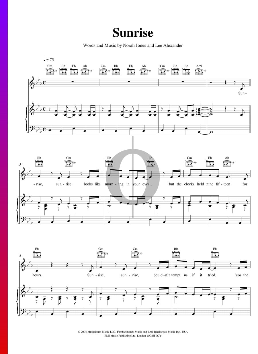 Sunrise (Norah Jones) Piano Sheet Music OKTAV