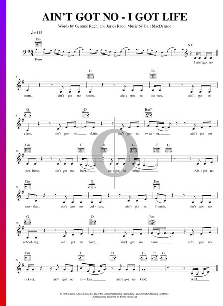 Ain't Got No - I Got Life Musik-Noten