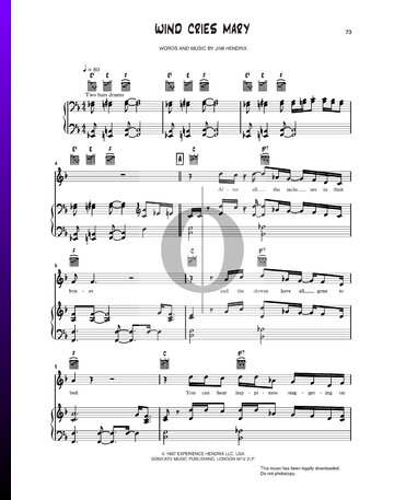 The Wind Cries Mary Sheet Music