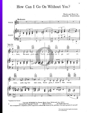 How Can I Go On Without You? Sheet Music