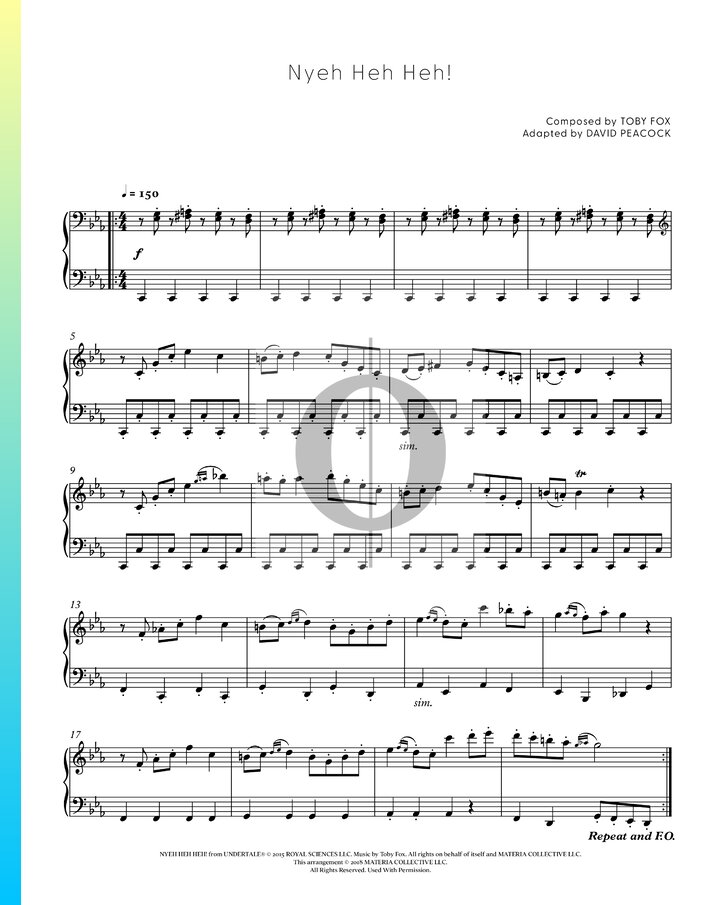 Nyeh Heh Heh Toby Fox Piano Sheet Music Oktav 6438