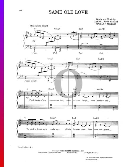 Same Ole Love Partitura