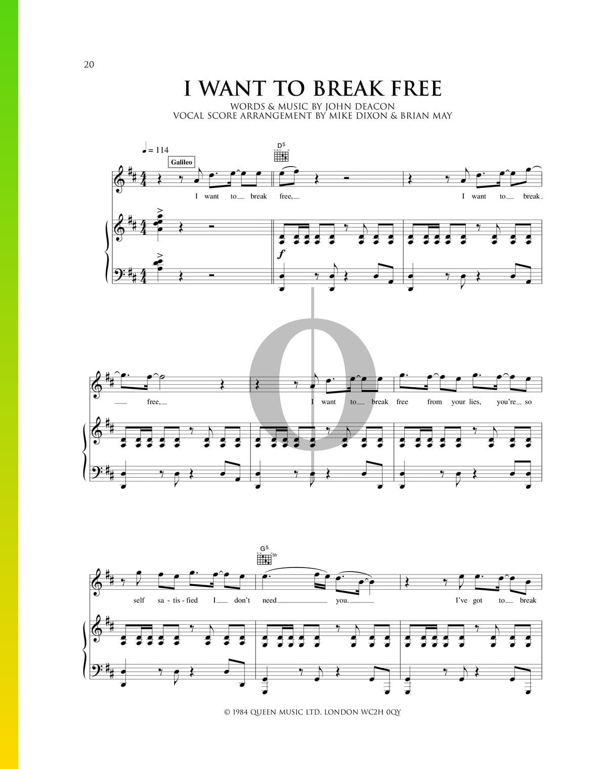 I Want You Break Free Deutsche übersetzung "I Want To Break Free" Noten (Klavier, Gitarre, Gesang) von Queen