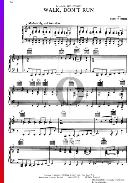Walk, Don't Run Sheet Music