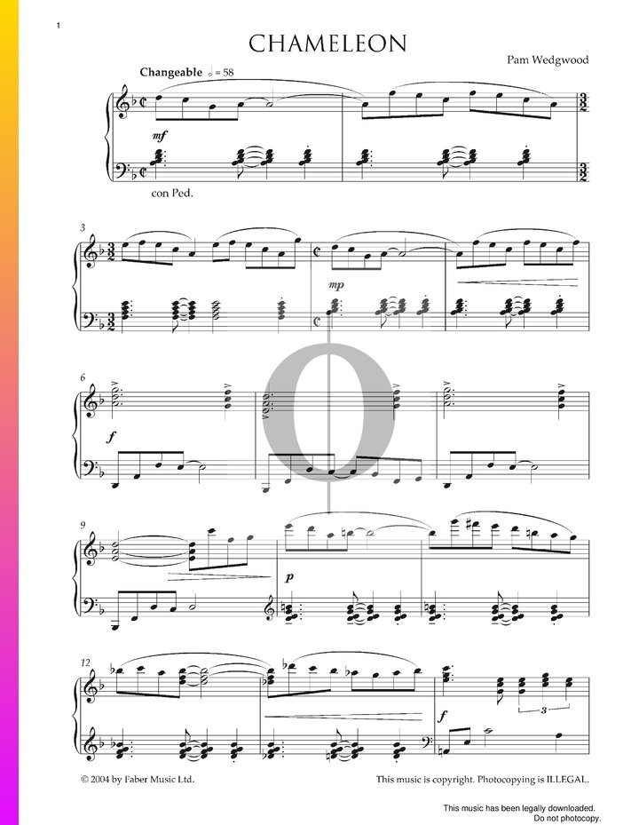 Chameleon Sheet Music (Piano Solo) - OKTAV