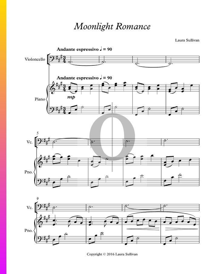 Moonlight Romance Sheet Music (Piano, Cello) - OKTAV