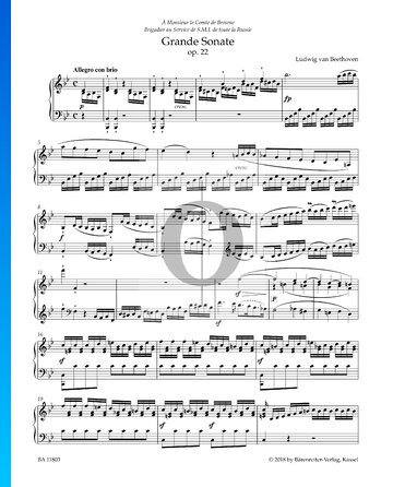 Grande Sonate in B-Dur, Op. 22 Nr. 11: 1. Allegro con brio Musik-Noten