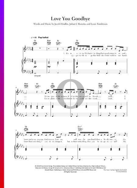 Love You Goodbye Partitura