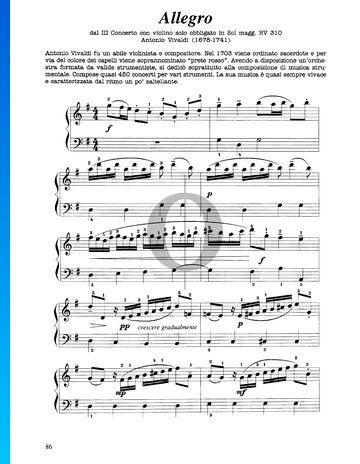 Violin Concerto No. 3 in G Major, RV 310: 1. Allegro Sheet Music