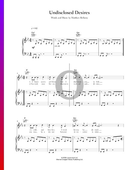 Undisclosed Desires Sheet Music