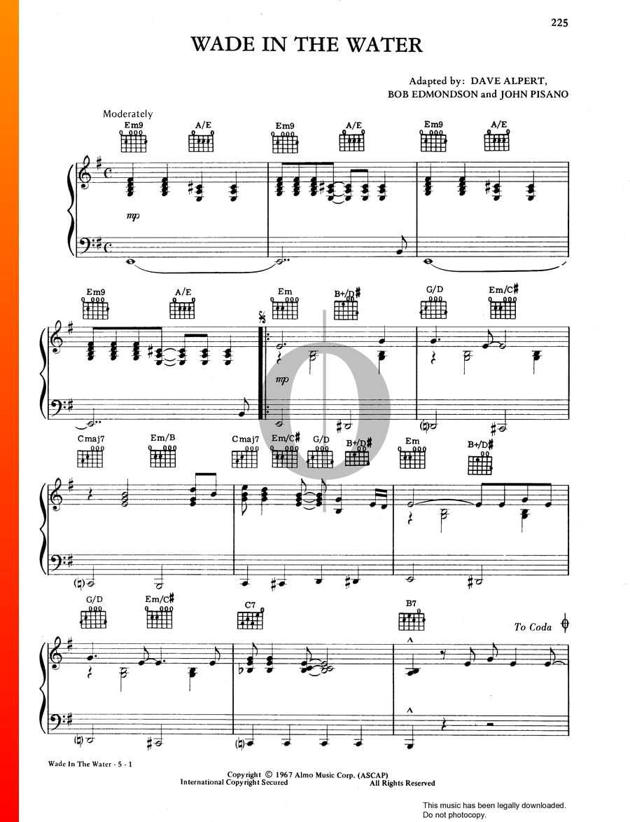 Wade In The Water (Herb Alpert & the Tijuana Brass) Piano Sheet Music