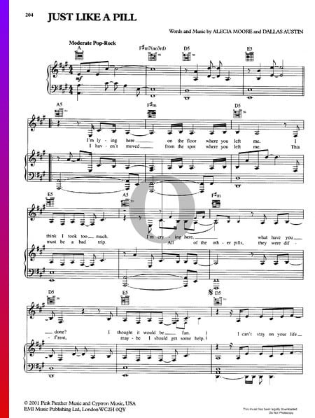 Just Like A Pill Musik-Noten
