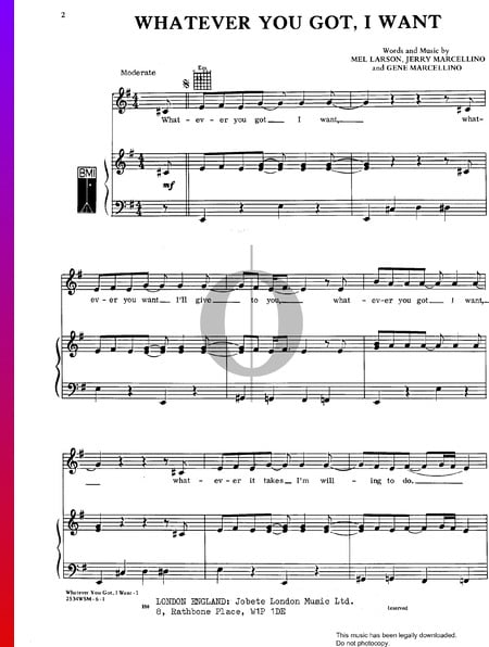 Whatever You Got, I Want Sheet Music