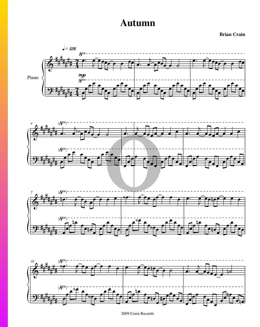 Autumn (Brian Crain) Piano Sheet Music - OKTAV