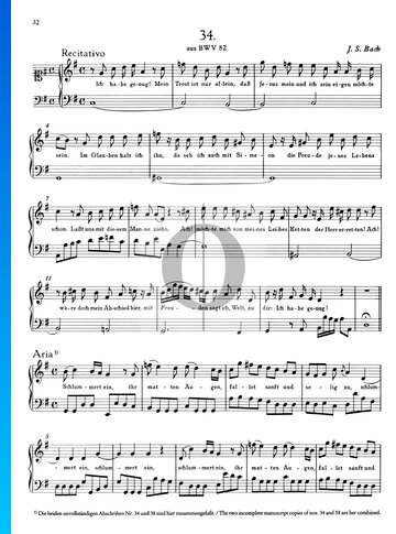 Ich habe genug (Recitativo), BWV 82 Partitura