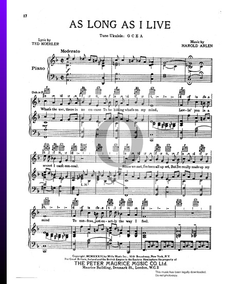 As Long As I Live Sheet Music