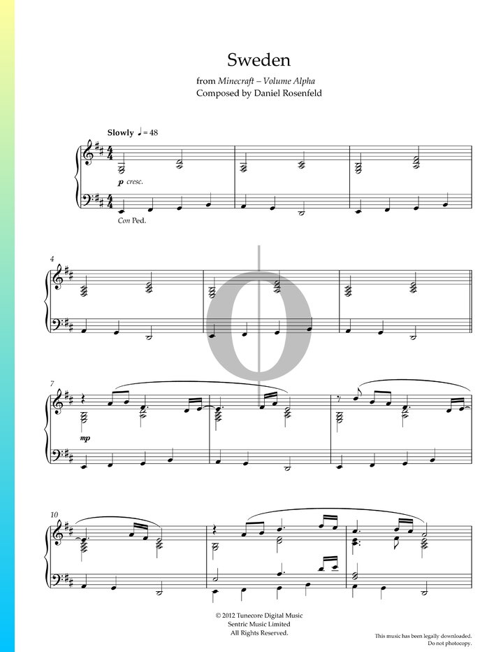 Sweden (Minecraft) Piano Sheet Music - OKTAV