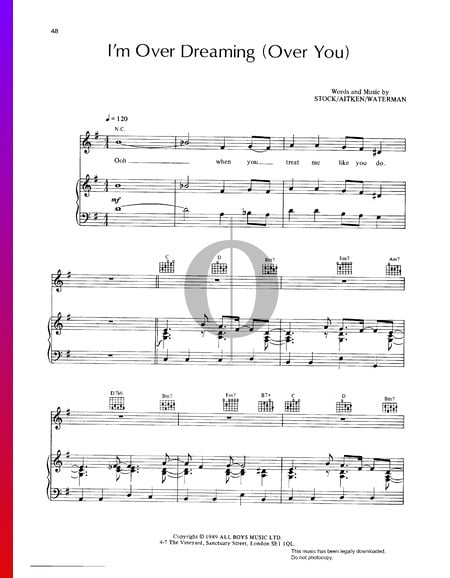 I'm Over Dreaming (Over You) Musik-Noten