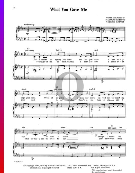 What You Gave Me Musik-Noten