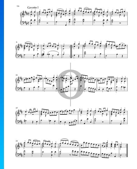Suite en Ré Majeur, BWV 1012: 5. Gavotte I Partition