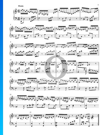Sonata en re menor, BWV 1001: 4. Presto Partitura