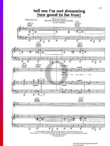 Tell Me I'm Not Dreaming (Too Good To Be True) Partitura