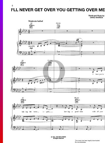 I'll Never Get Over You Getting Over Me Sheet Music