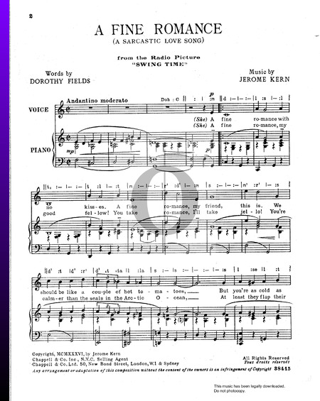 A Fine Romance Sheet Music