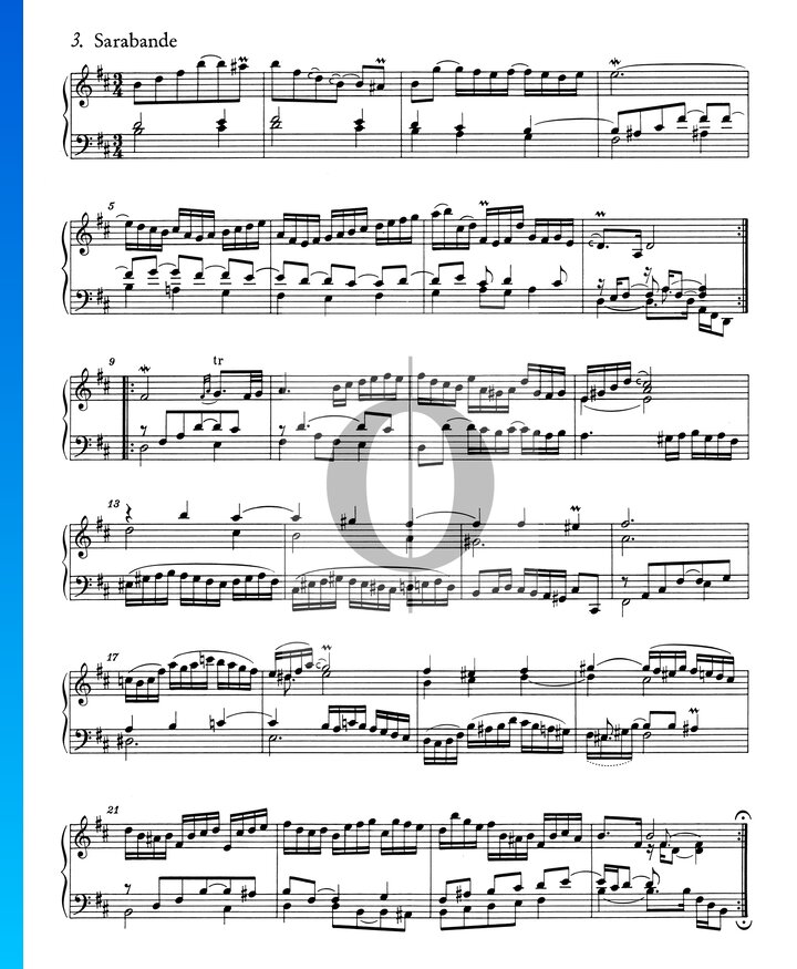 französische suite nr 3 h moll bwv 814 3 sarabande noten piano solo von johann sebastian