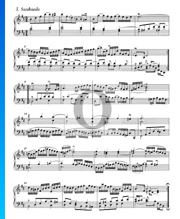 Partition Suite Française No. 3 Si bémol mineur, BWV 814: 3. Sarabande