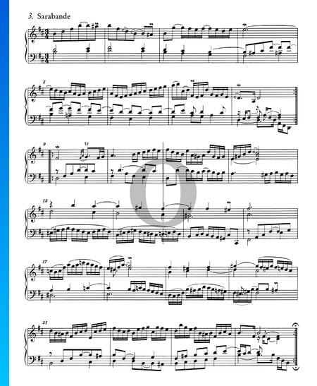 Suite Française No. 3 Si bémol mineur, BWV 814: 3. Sarabande Partition