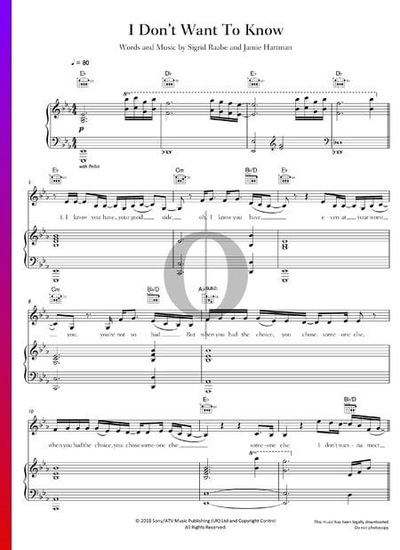 I Don't Want To Know Musik-Noten