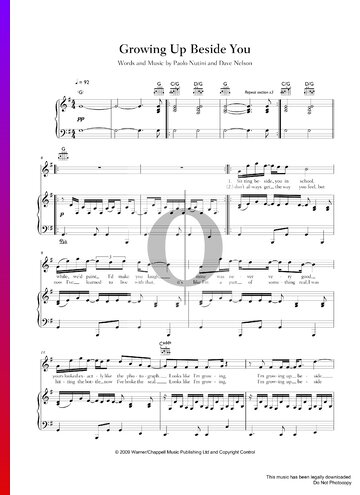 Growing Up Beside You Partitura