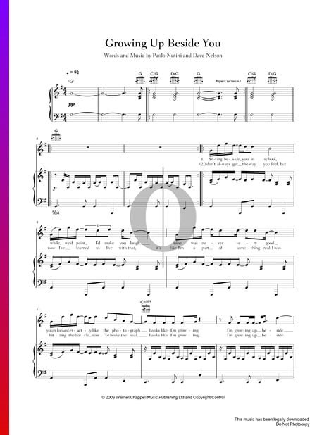 Growing Up Beside You Sheet Music