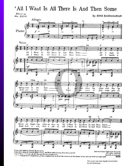 All I Want Is All There Is And Then Some Sheet Music