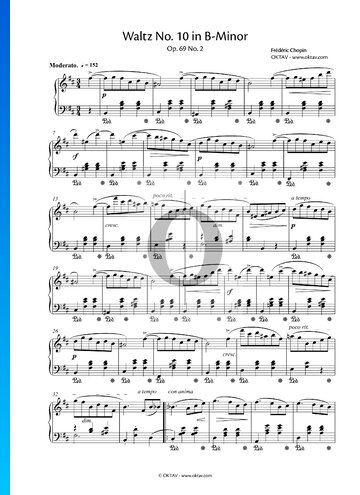Vals n.º 10 en si menor, Op. 69 n.º 2 Partitura