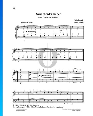 First Term At The Piano: Swineherd's Dance Spartito
