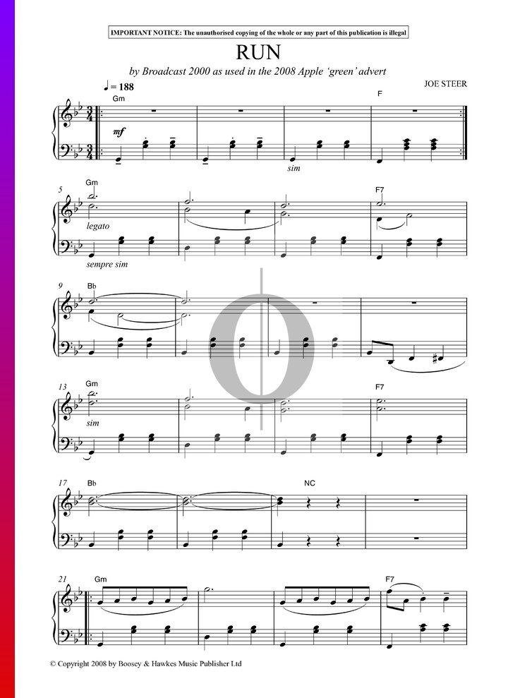 Run Sheet Rommel Run (Broadcast 2000) Piano Sheet Music - OKTAV