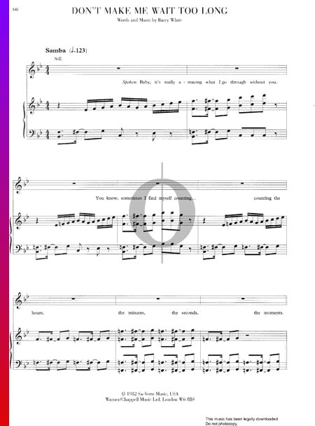 Don't Make Me Wait Too Long Sheet Music