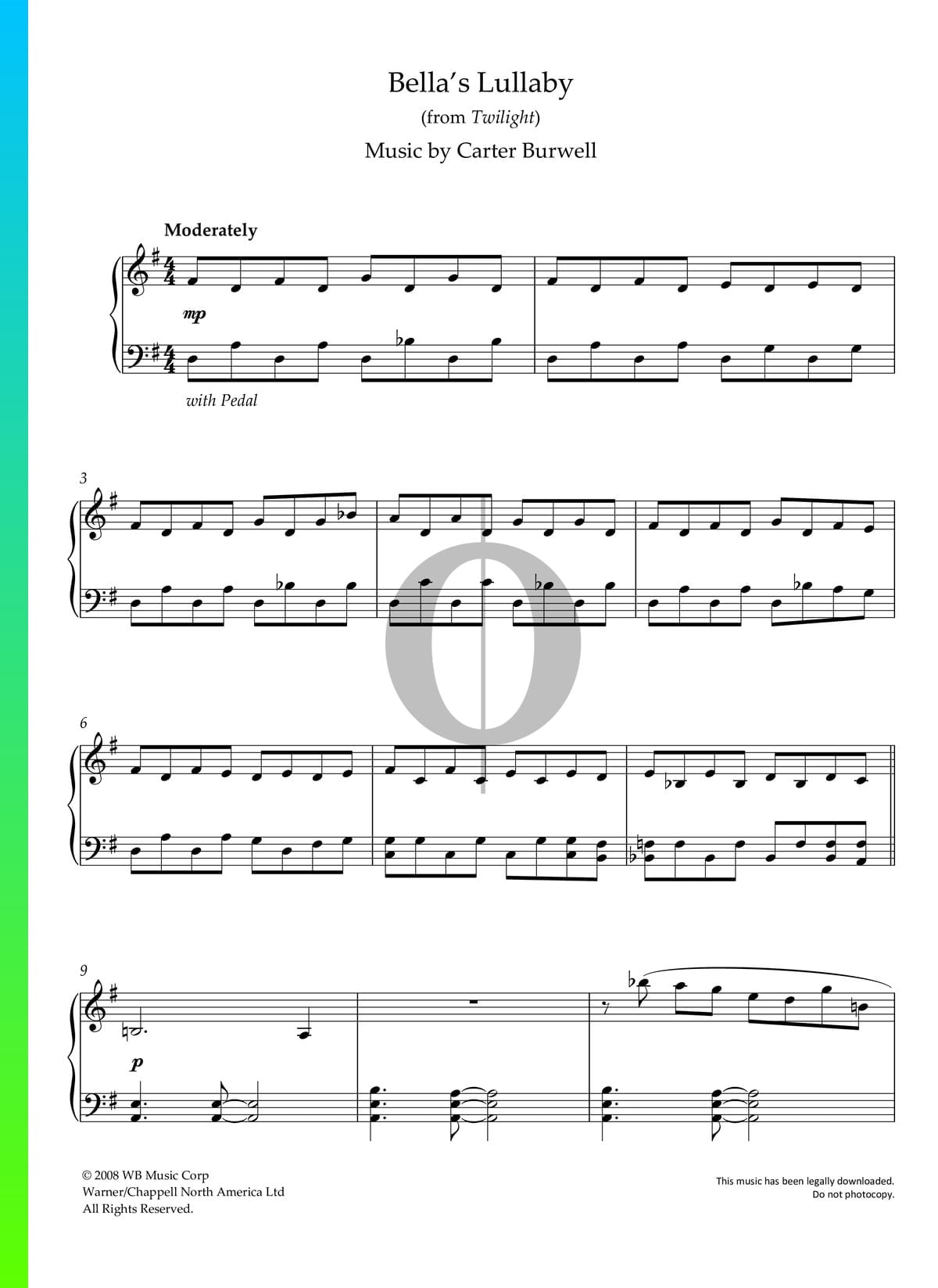 ▷ Bella's Lullaby Sheet Music from Twilight by Carter Burwell | PDF  Download - OKTAV
